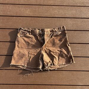 Dickies Raw Hem Brown Denim Cutoff Shorts